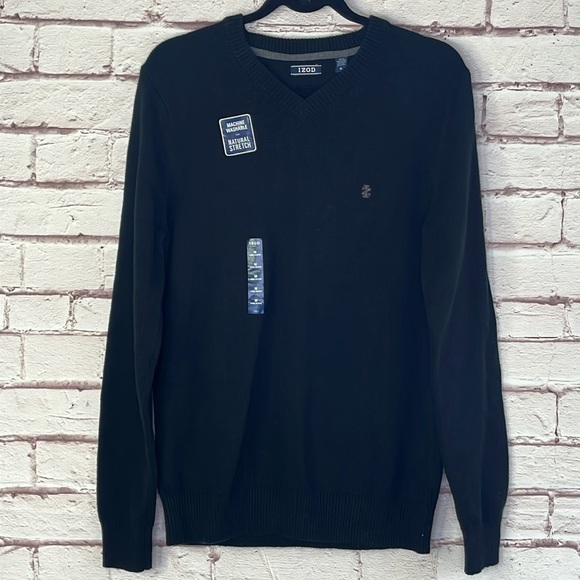 Izod Ribbed Knit V Neck Pullover Sweater Medium NWT - Picture 2 of 8